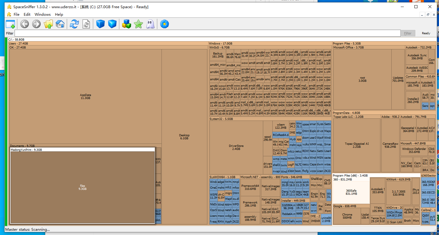 SpaceSniffer(硬盘磁盘空间分析工具)C盘满了怎么办